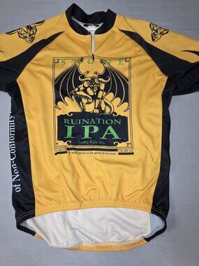 Canari Stone Brewing Ruination IPA Cycling Jersey Yellow Black Half Zip